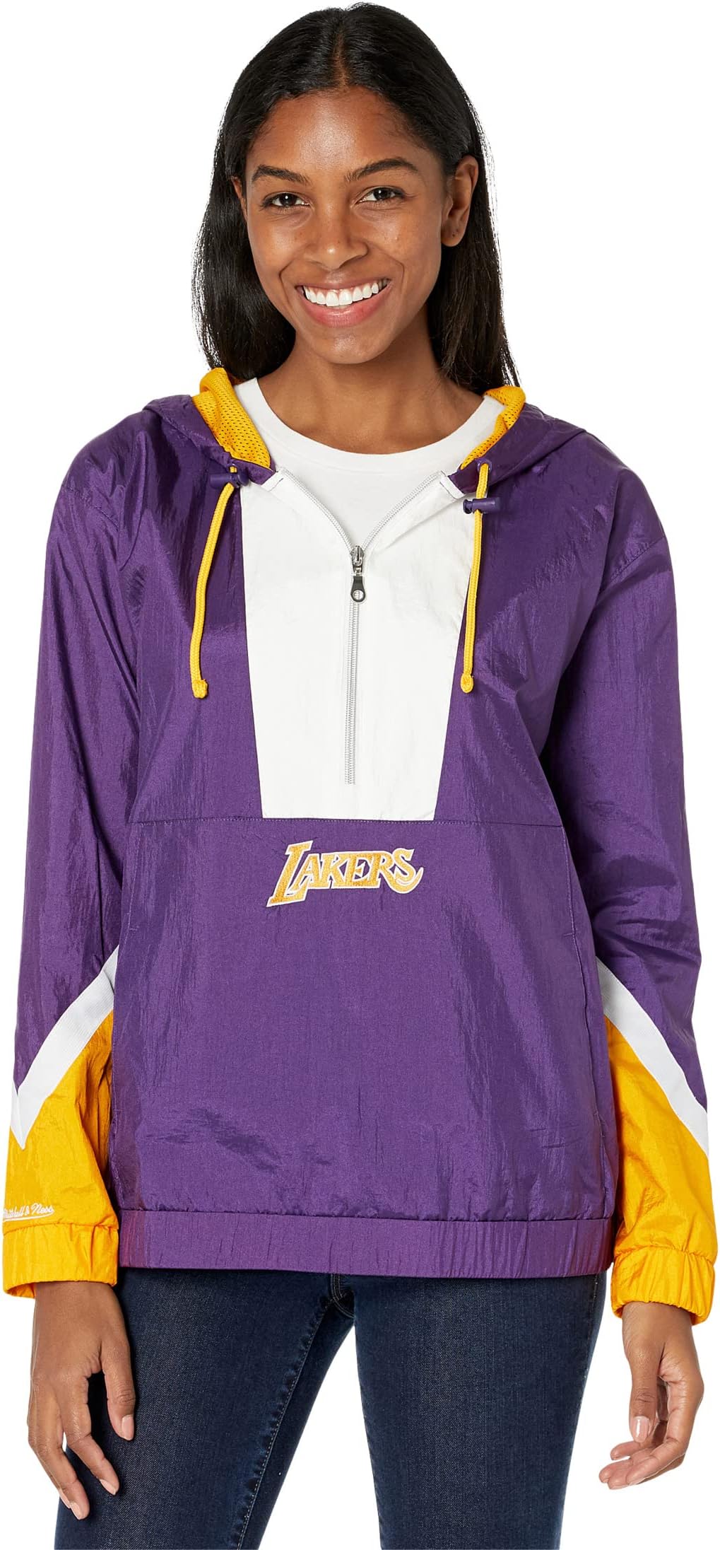 

Толстовка Mitchell & Ness NBA 1/2 Zip Windbreaker 2.0 Lakers, цвет Dark Purple