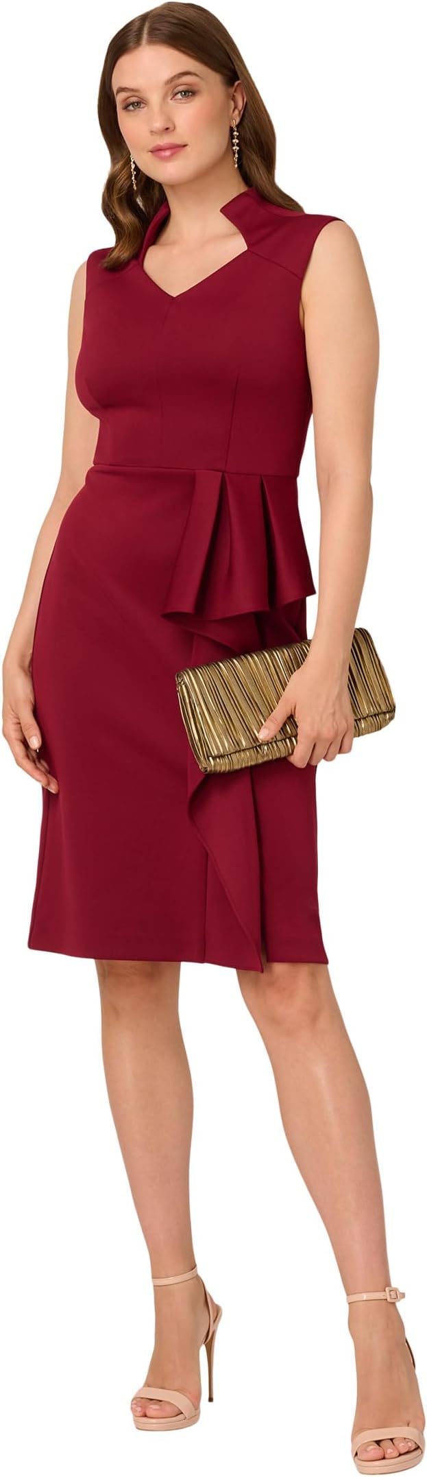 

Платье Adrianna Papell Ruffle Scuba Midi Dress, цвет Crimson Haze