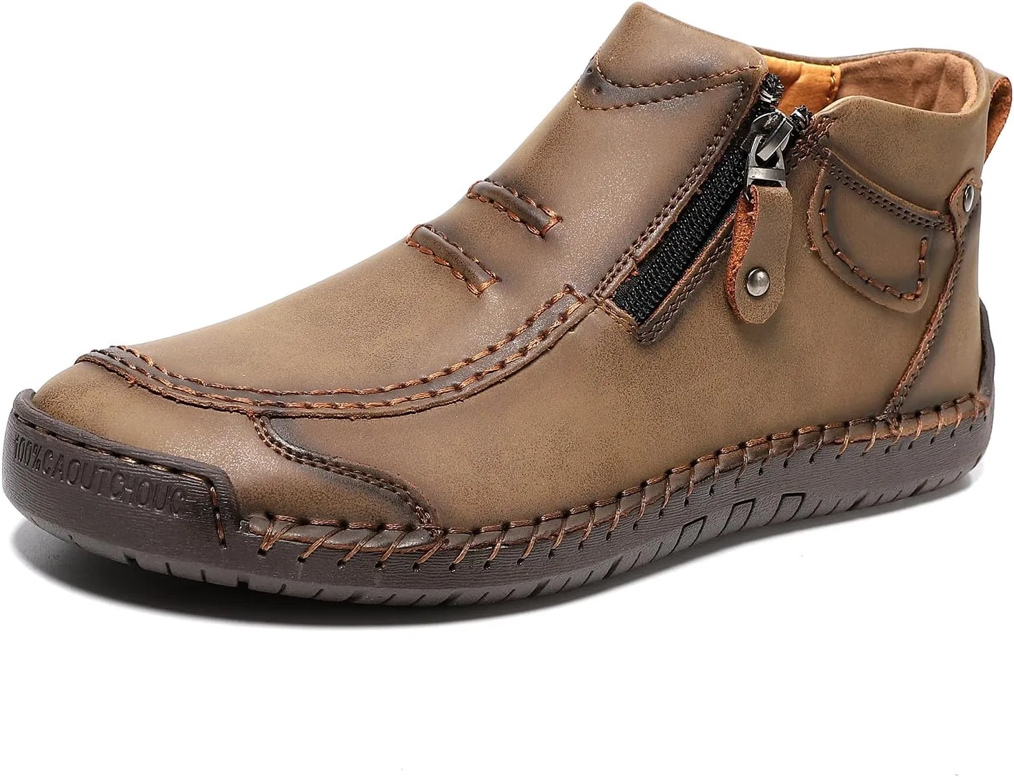 Кроссовки кожаные Premium Leather Slip-On Driving Boots, хаки