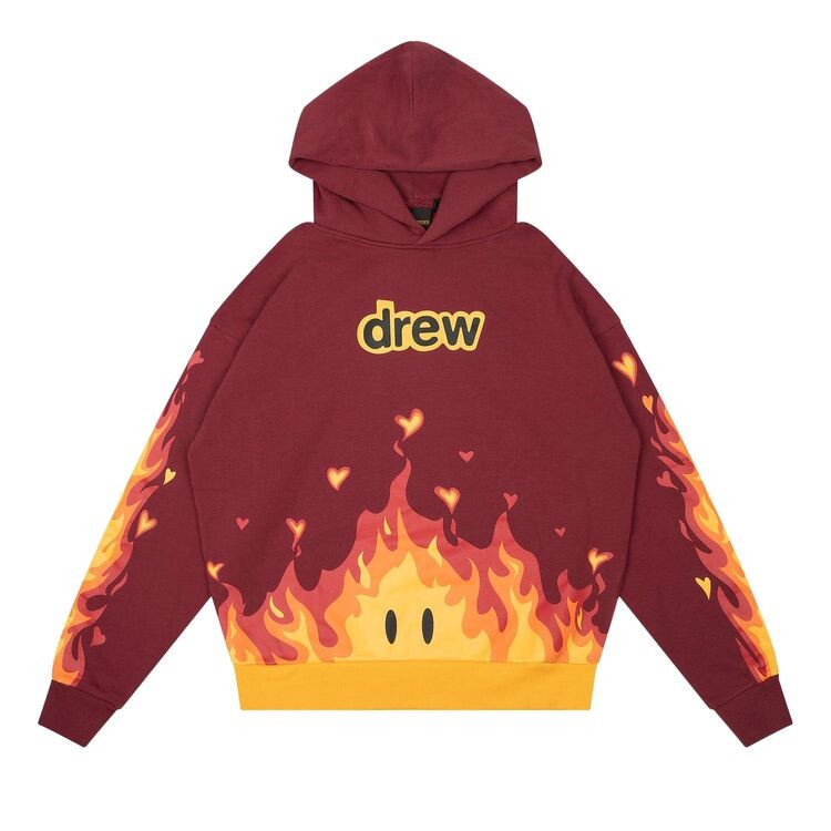 

Худи Drew House Secret Fire Oversized Hoodie Burgundy, красный