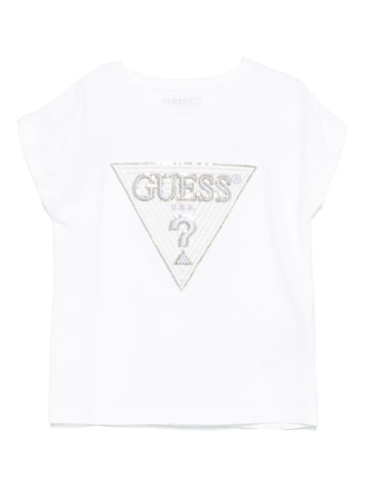

Футболка с логотипом из пайеток guess kids, белый