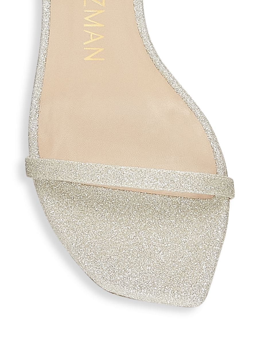Сандалии с открытым носком Nudistcurve Glitter Stuart Weitzman, цвет Platino — фото 4