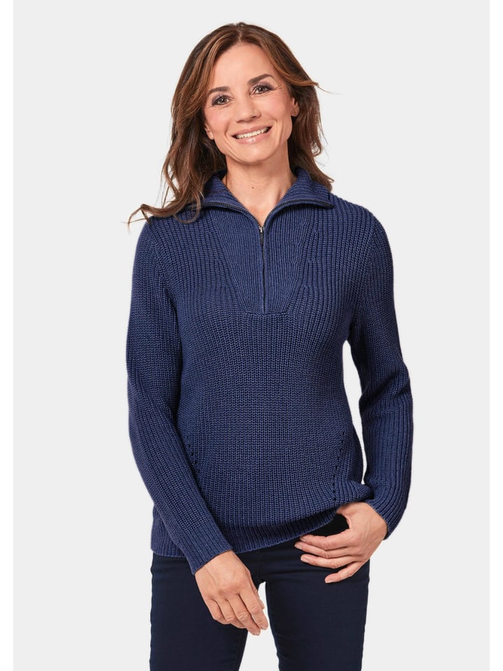 

Короткий размер: спортивный свитер Troyer из хлопковой смеси темно-синего цвета. GOLDNER