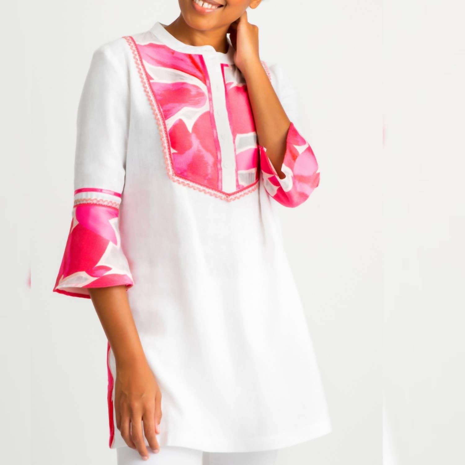 

Туника Paradise Linen белого цвета с розовым berek