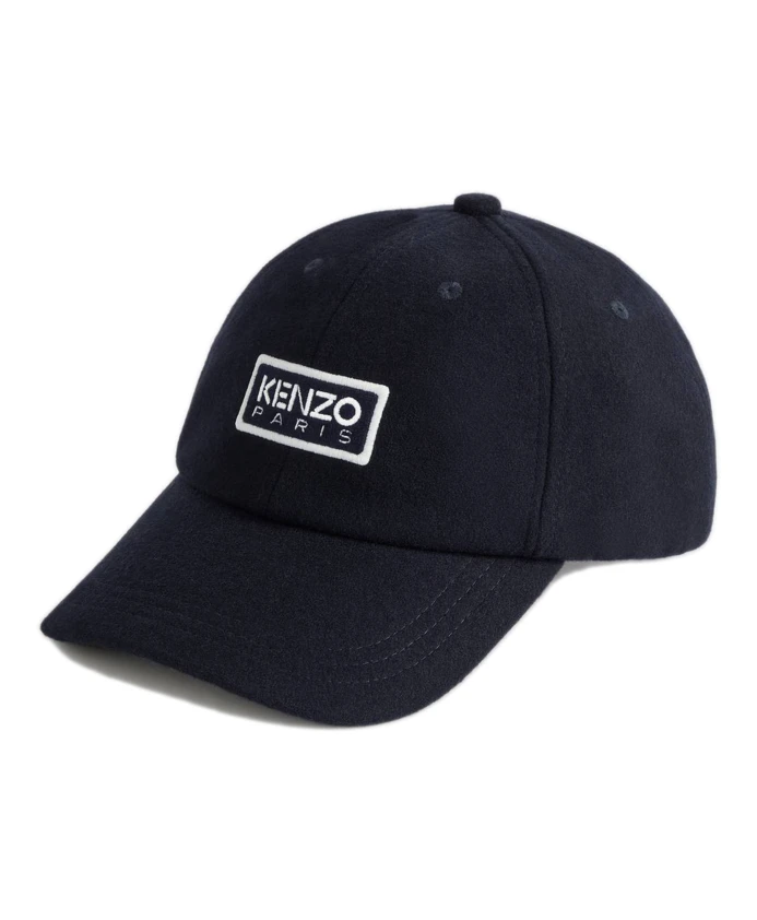 

Синяя шерстяная шапка с парижской этикеткой Kenzo, синий