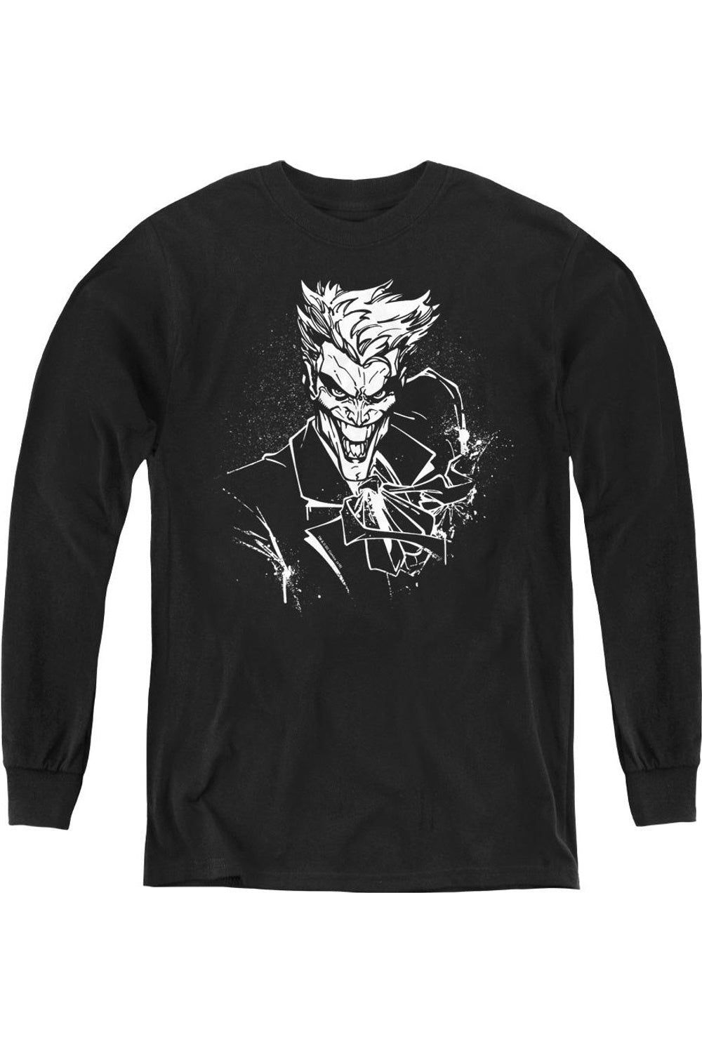 

Футболка с длинным рукавом для подростков "Бэтмен: Улыбка Джокера в брызгах" Gildan, черный