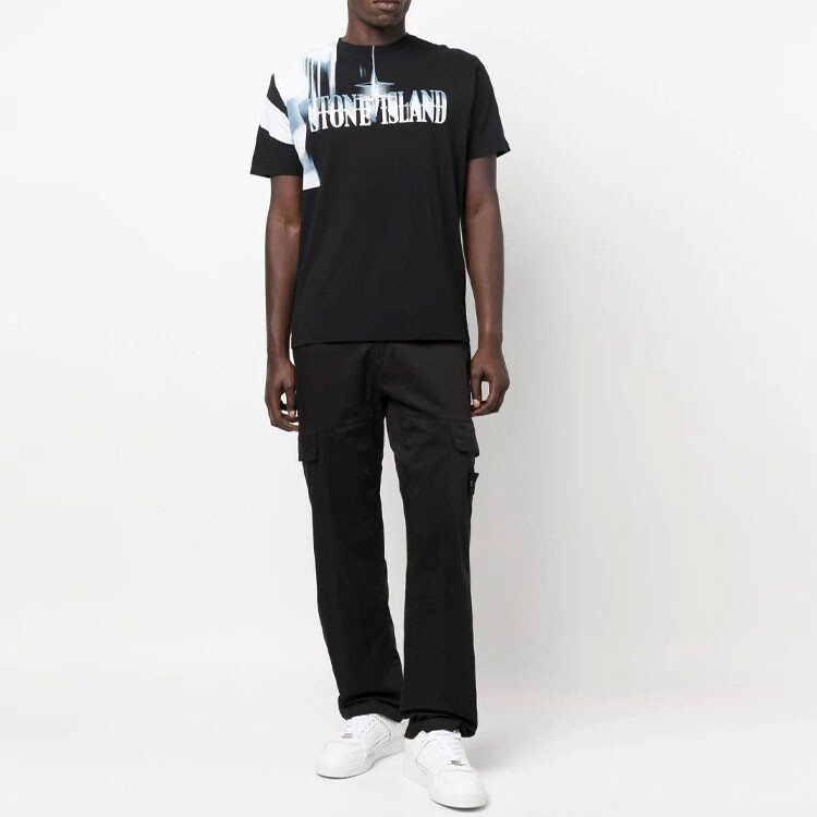 Футболка Stone Island Men с логотипом, черный / белый — фото 2