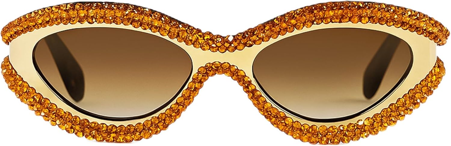 

bullabulling Ретро-солнцезащитные очки «кошачий глаз» со стразами для женщин, милая овальная толстая оправа, солнцезащитные очки в стиле Y2k, шикарные бриллиантовые очки, Leopard