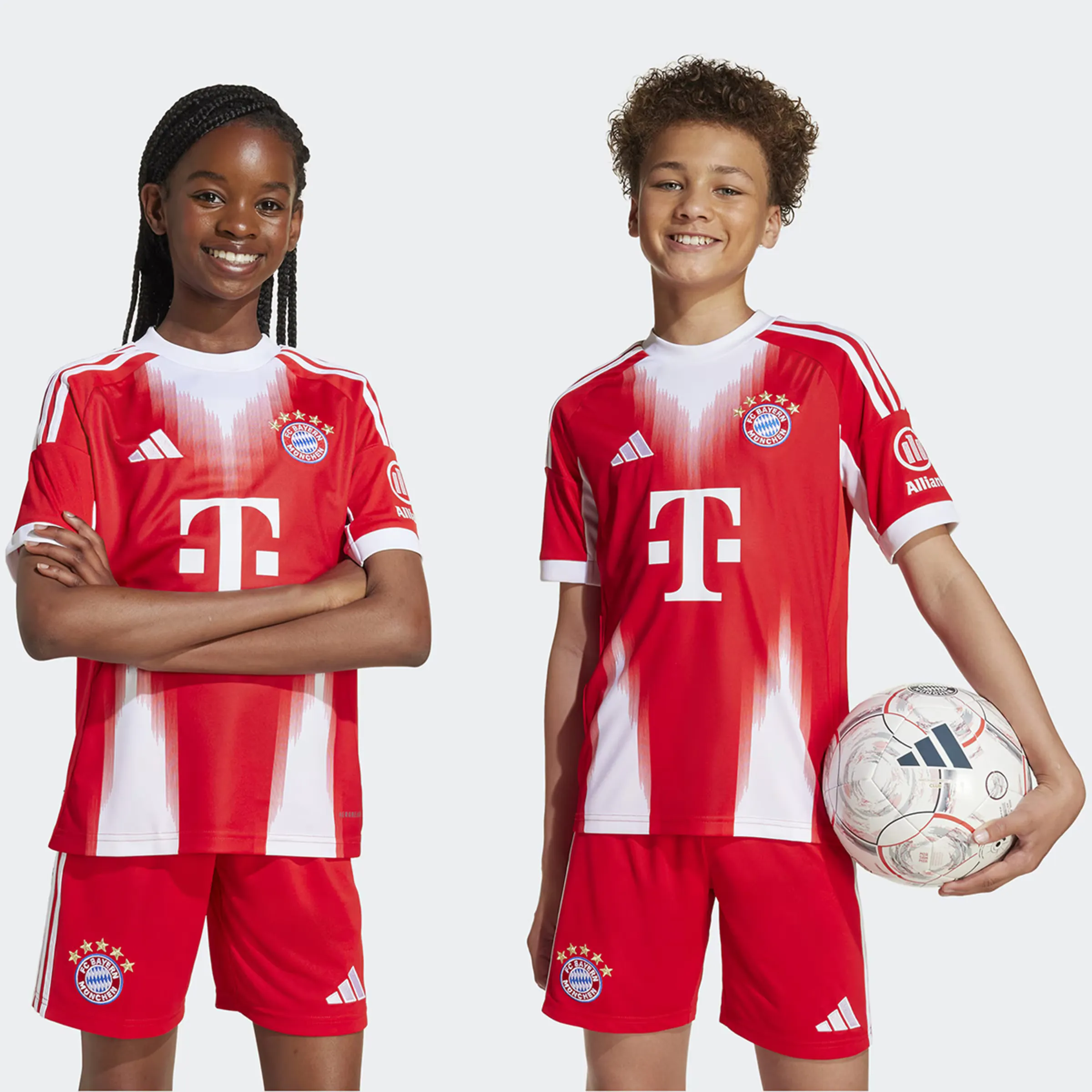 

Детская футболка домашняя форма FC Bayern Munich 2025-2026 adidas, красный/белый