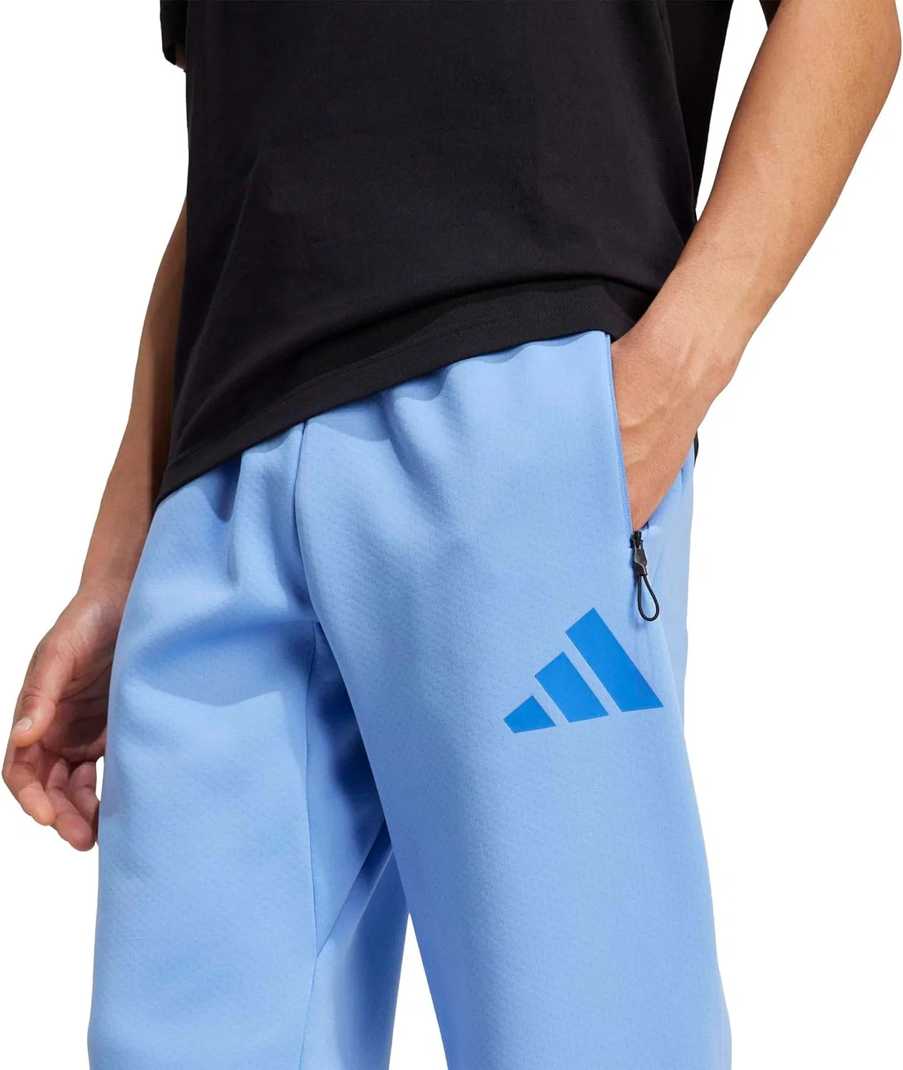 Брюки Adidas Z.N.E. мужские для тренировок и повседневной носки на шнурке - beige, синий — фото 4