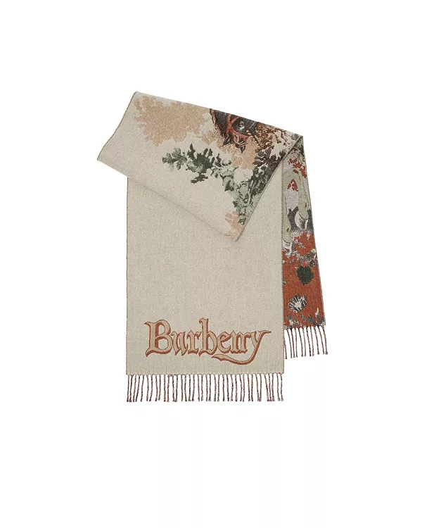 

Кашемировый шарф с портретом жеребца Burberry, белый