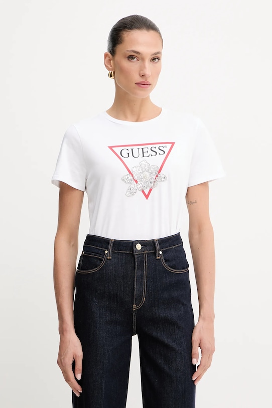 

Хлопковая футболка Guess, белый