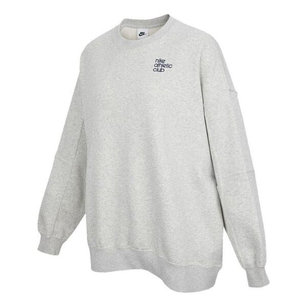 

Свитер logo alphabet embroidered loose fleece lined round neck pullover gray hoodie Nike, серый
