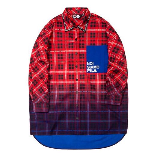 

Рубашка (WMNS) Fila Gradient Plaid Contrasting Colors Pocket Woven Long Sleeves Shirt Red T11W031403F-RD, красный