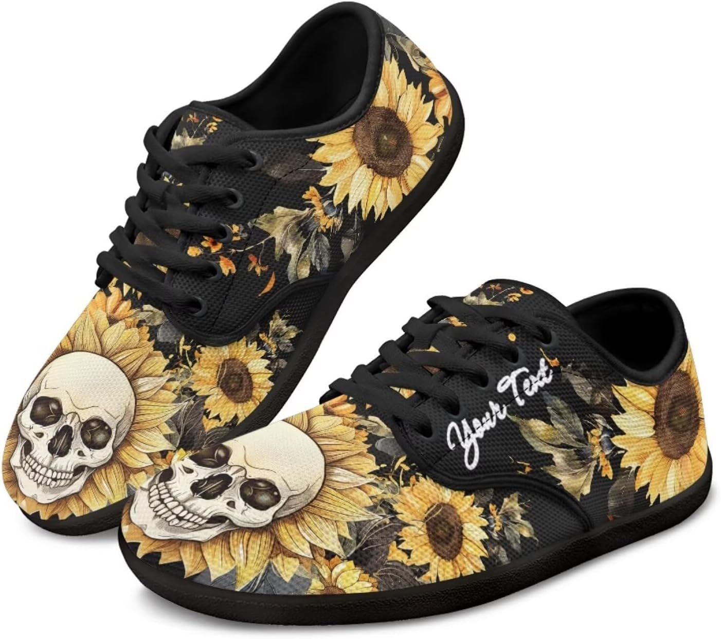 

Персонализированные кроссовки с изображением черепа для бега, тенниса, для женщин и мужчин, лоферы для вождения, плоские кроссовки для ходьбы Ecaestolph, золотой