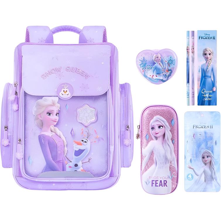 

Disney Полиэстеровый вместительный рюкзак для школьников с молнией, Purple+Small Stationery