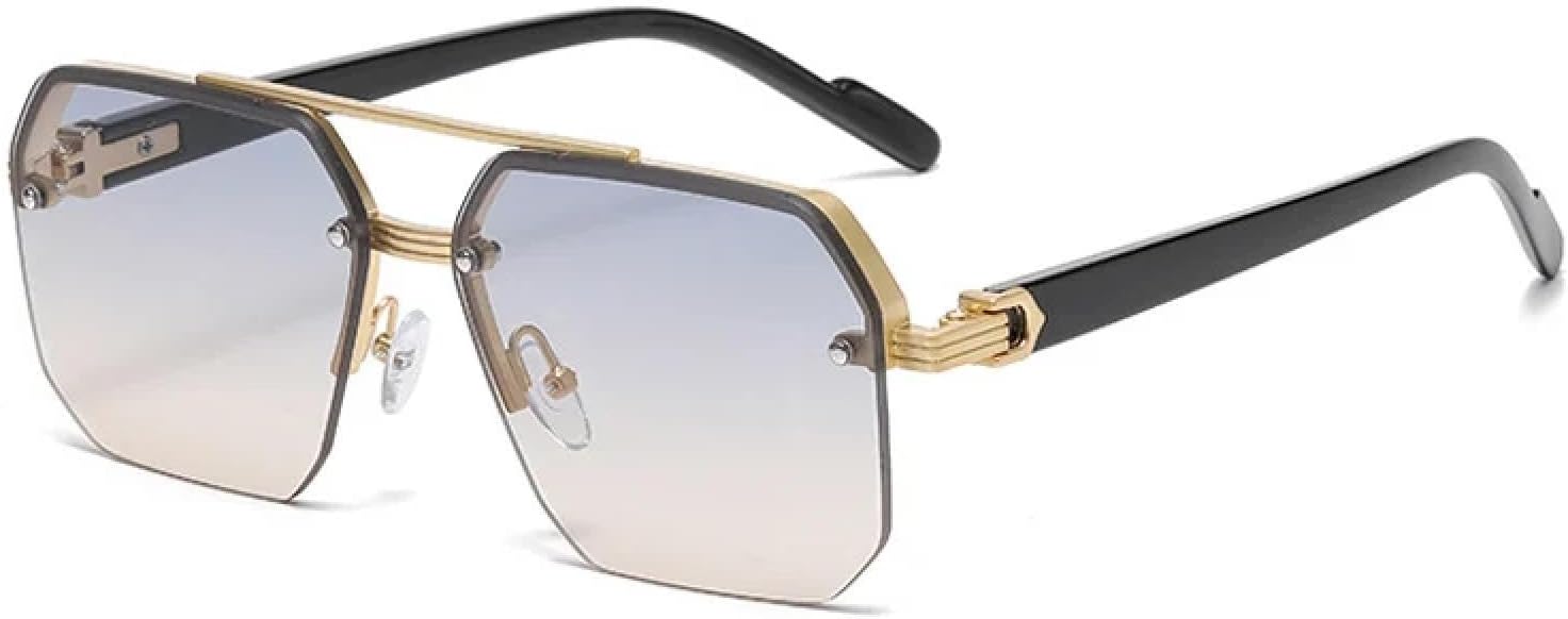 

Солнцезащитные очки с защитой от УФ-излучения UV400 | Без оправы, металлический панк, градиентный дизайн | для женщин и мужчин, для занятий спортом на открытом воздухе и вождения DSVIGF, Gold-blueyellow