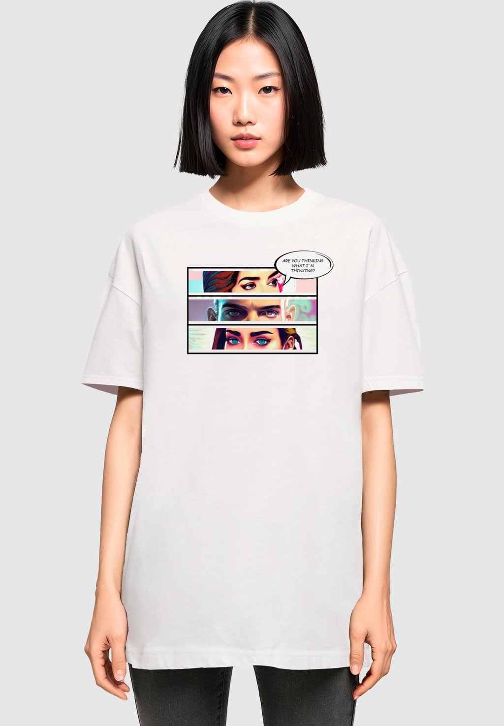 

Футболка с принтом THINKING COMIC BOYFRIEND TEE Merchcode, белый