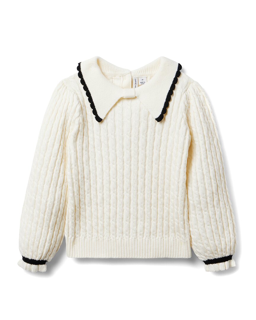 

Джени и Джек. Свитер с воротником и косами Janie and Jack, белый