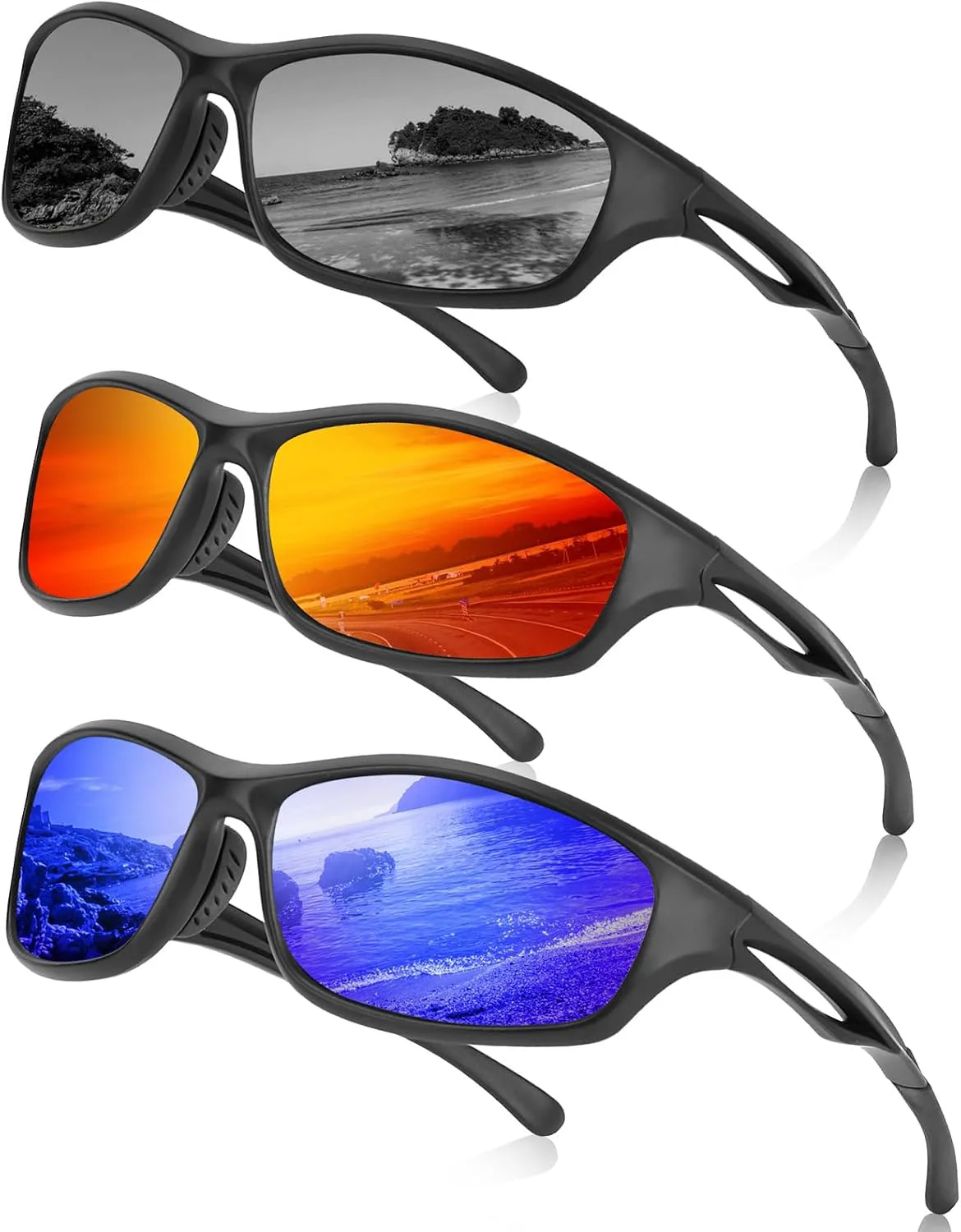 

Очки для вождения в ночное время для мужчин и женщин, антибликовые поляризованные очки ночного видения HD FIMOSON, A01 Black+blue+orange Frame/ Multicoloured Lens