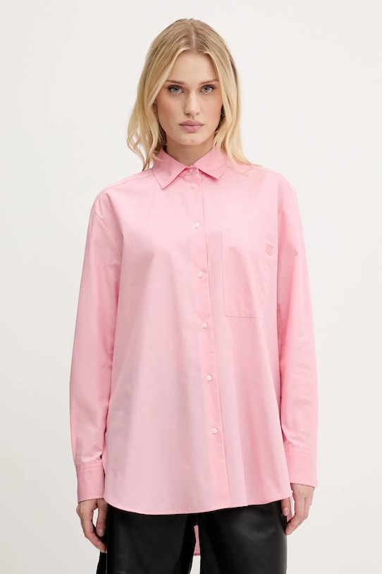 

Хлопковая рубашка большого размера HUGO, розовый