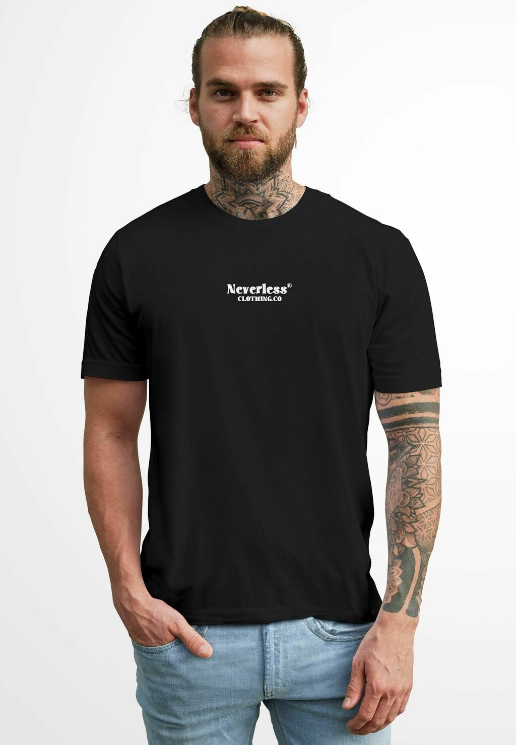 

Футболка с принтом BACK TIGER SCHRIFT STATEMENT FREE MIND GRAFIK FASHION STREETSTYLE Neverless, черный