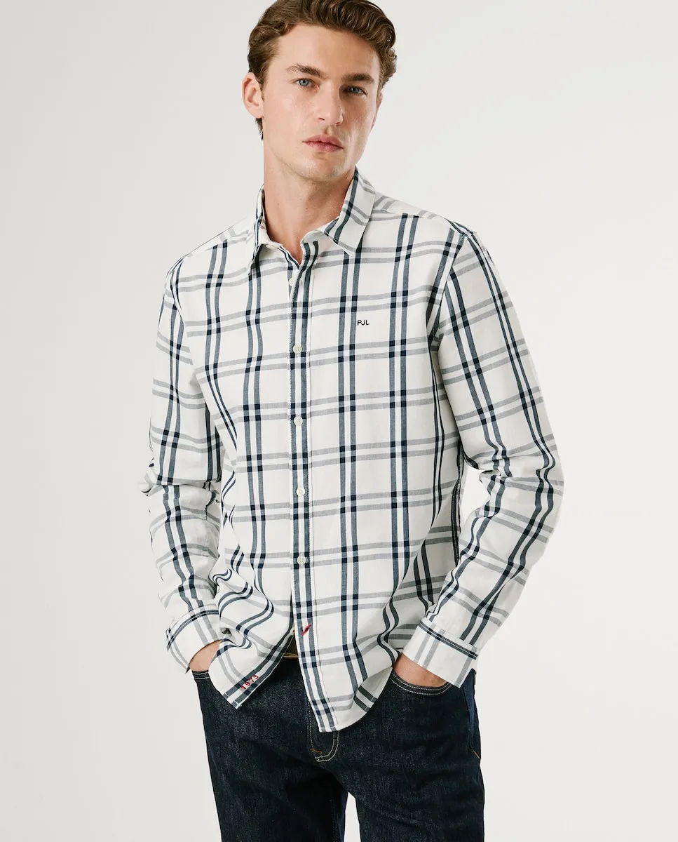 

Мужская рубашка классического кроя в клетку Pepe Jeans, белый