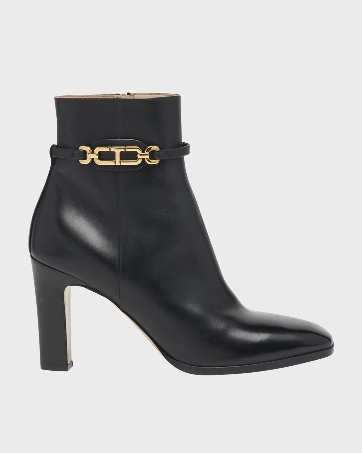 Ботинки до щиколотки с цепочкой и молнией из телячьей кожи Tom Ford, черный