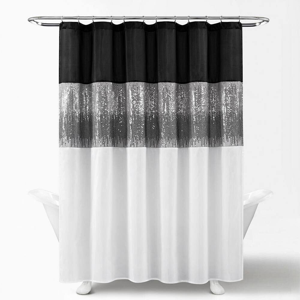 

Тканевая занавеска для душа с пышным декором «Ночное небо» Lush Decor, цвет Black White