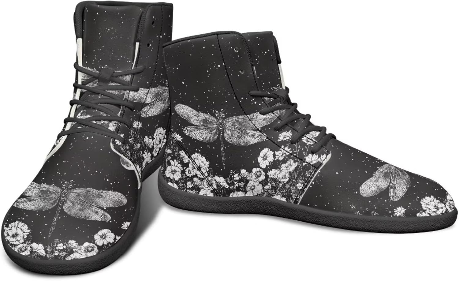 

Кроссовки с анималистическим принтом - высокие кроссовки с широким носком для кросс-тренинга для мужчин Watdotory, Dragonfly Flower Stars Design