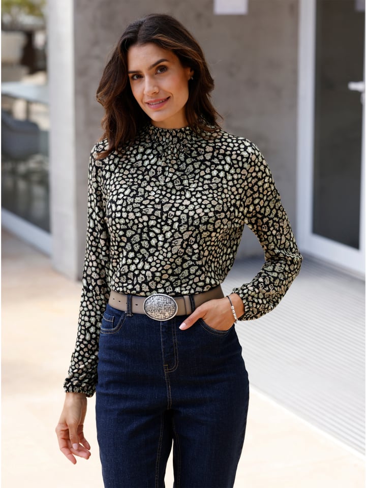 

Рубашка с воротником-стойкой черного цвета с тростниковым принтом WITT WEIDEN