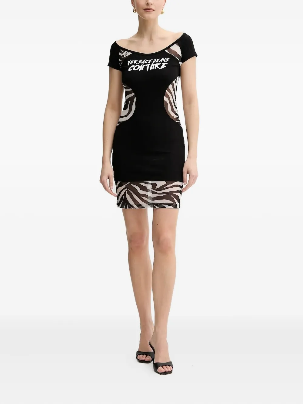 

Мини-платье с принтом зебры Versace Jeans Couture, черный