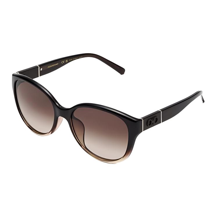 

Ferragamo Овальные солнцезащитные очки с пластиковой оправой унисекс черные, Black