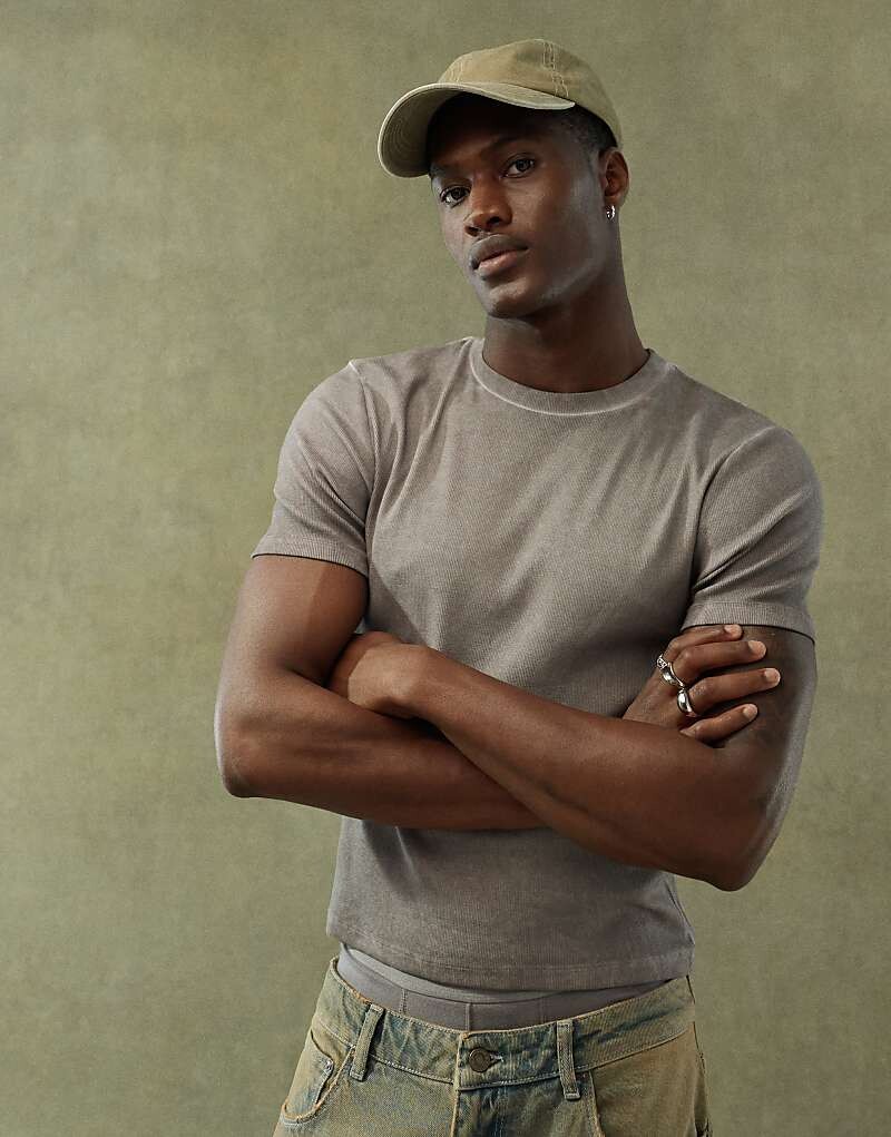 

ASOS DESIGN - Essential - футболка в рубчик черного цвета