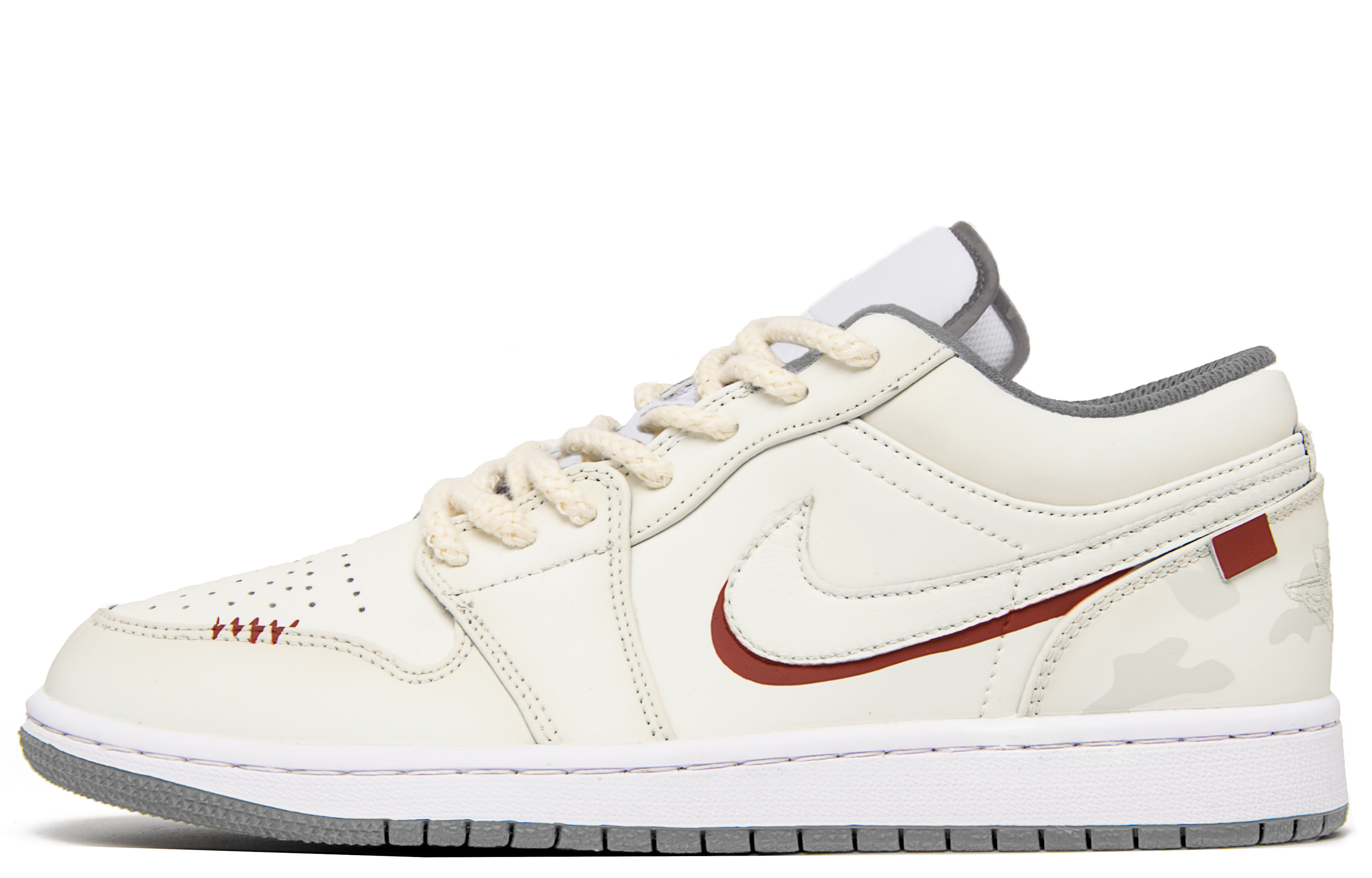 

Кроссовки Air Jordan 1 Vintage Basketball Shoes Men Low-top Beige/Red, цвет Off White