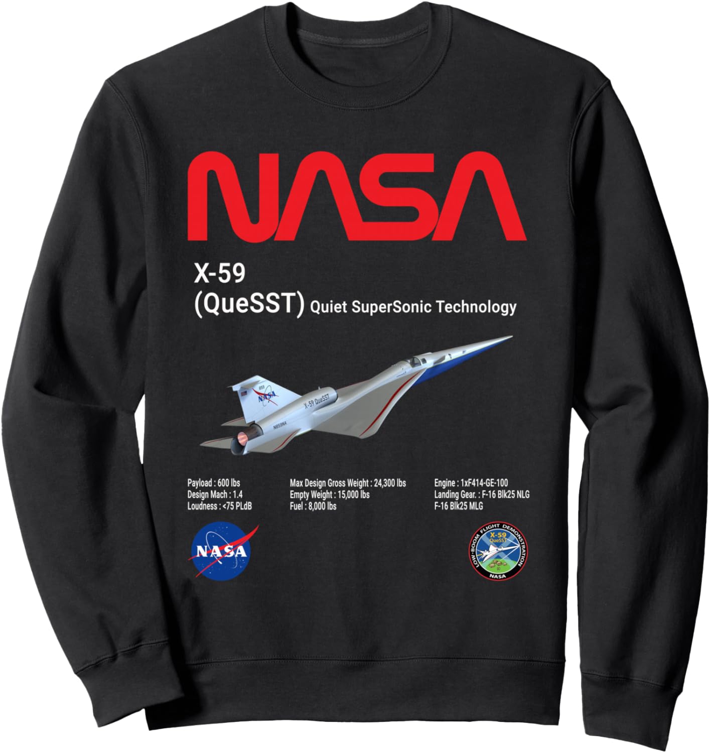 

Толстовка NASA X-59 Quiet-SuperSonic-Technology (QueSST), черная Nasa Quesst X-59, Черный, Толстовка NASA X-59 Quiet-SuperSonic-Technology (QueSST), черная Nasa Quesst X-59