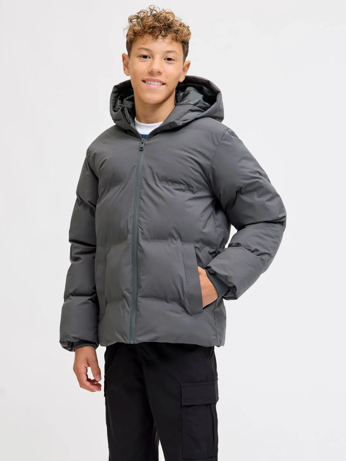 Стеганая куртка утепленная JACK & JONES Junior, асфальт — фото 2