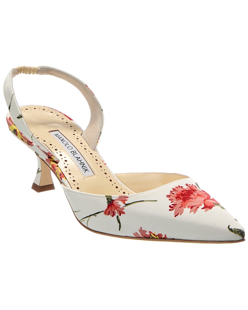 Туфли-лодочки Manolo Blahnik Carolyne 50 Canvas Slingback, белый