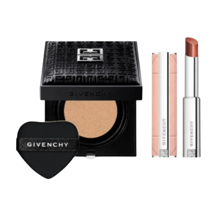 Givenchy Набор для макияжа Air Cushion Sweet Radiance, легко растушевывается, 12г+3.2г, Two-Piece Set A: Soft Light Air Cushion #1-C105+Premium Sweet Nectar Radiant Lipstick #501 — фото 4