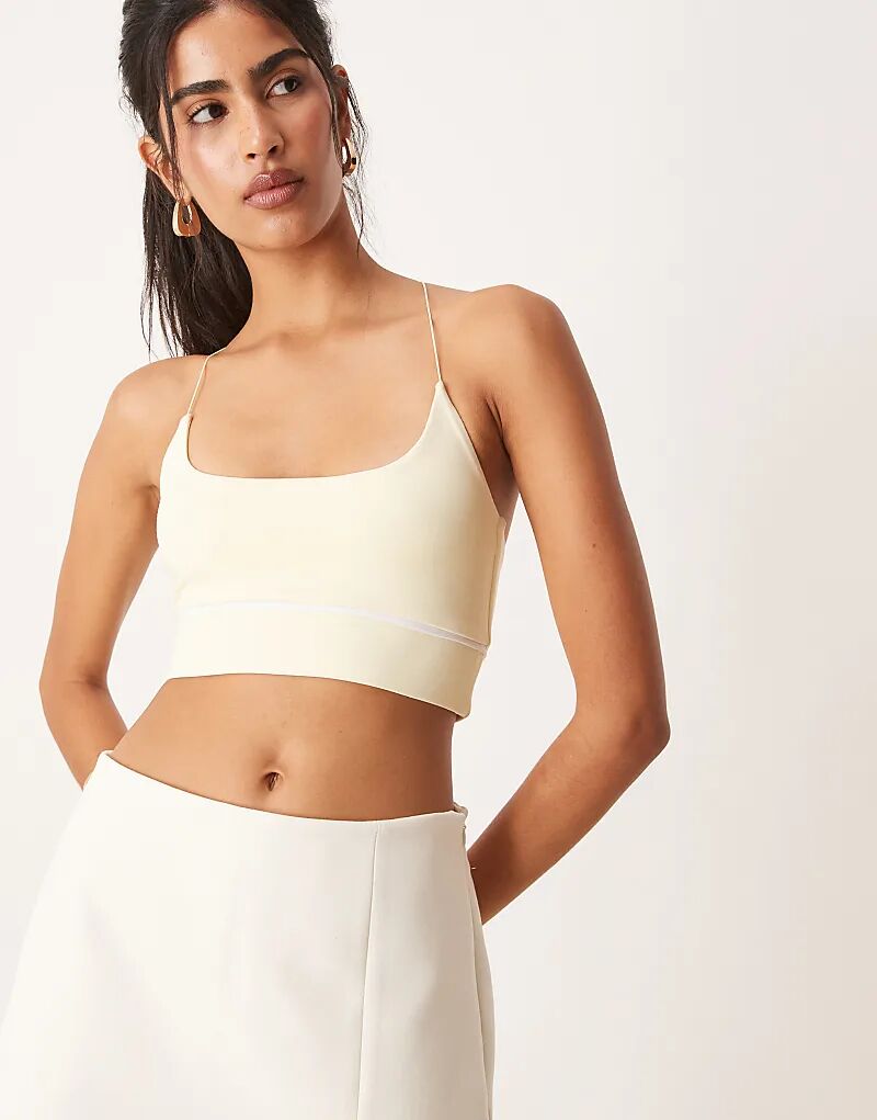 

Топ-бралетт ASOS DESIGN с круглым вырезом, бретельками и спортивной эластичной отделкой лимонного цвета
