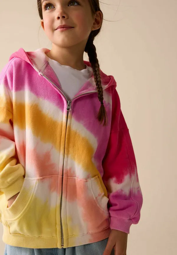 Толстовка на молнии стандартного кроя Next, Pink Multi Tie Dye — фото 4