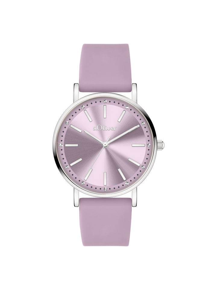 

s.Oliver Классические наручные часы с фиолетовыми сверкающими камнями