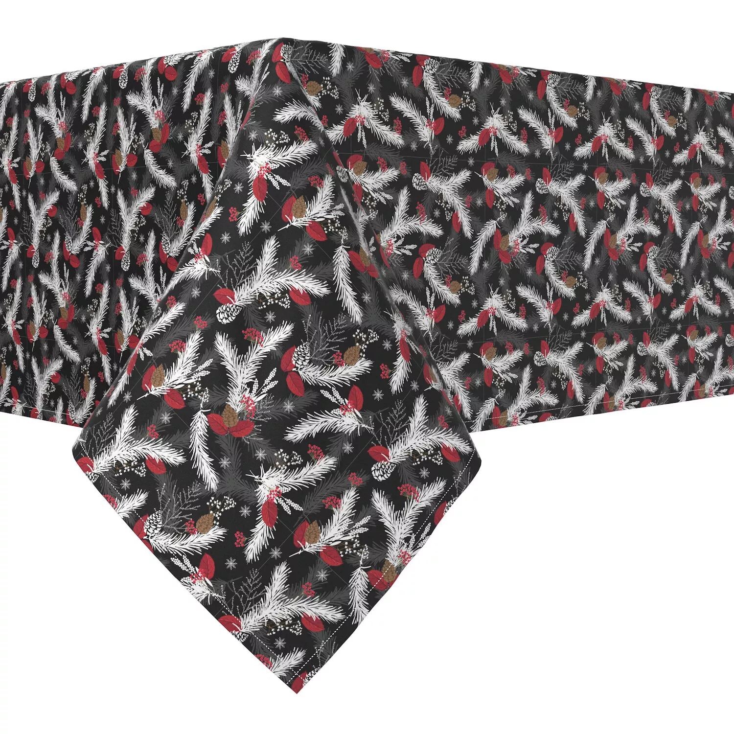 

Прямоугольная скатерть, 100% полиэстер, 60x120 дюймов, ягоды, снежинки и омела.
