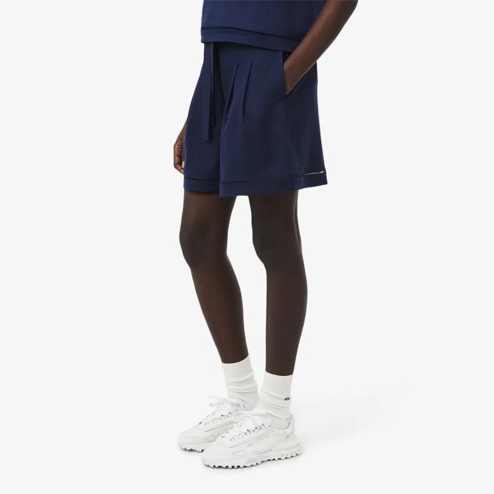 Шорты-бермуды Lacoste Тёмно-синие из смесового льна — фото 2