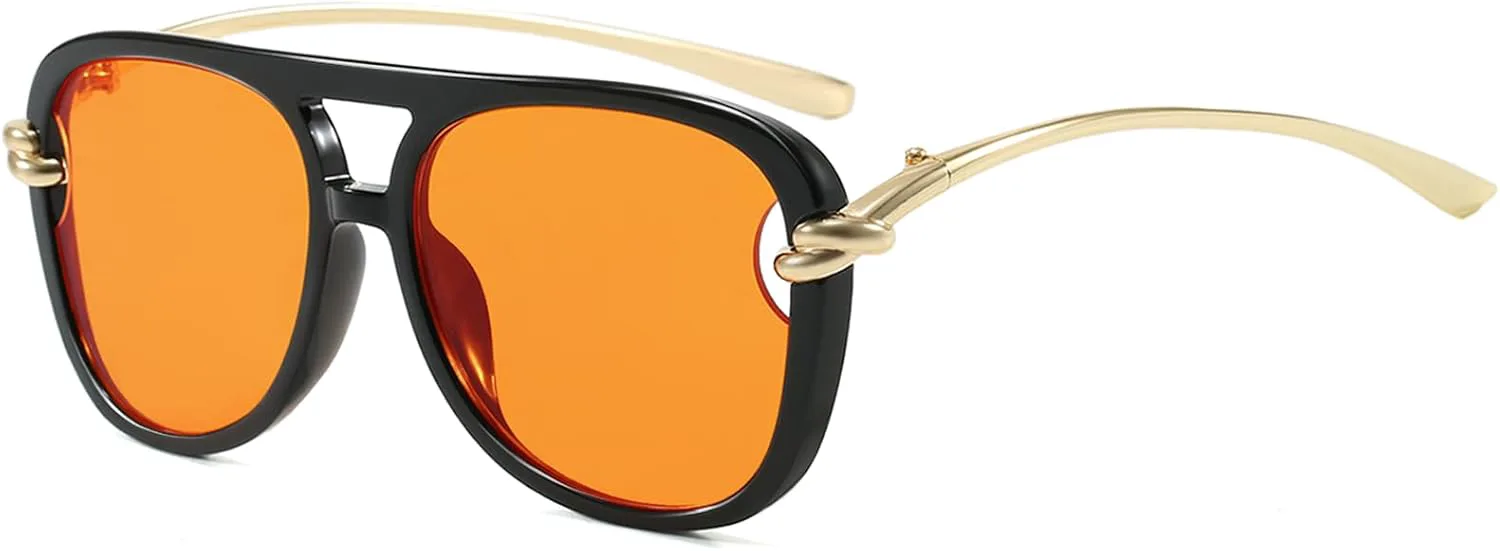 

Ретро-солнцезащитные очки-авиаторы для женщин и мужчин. Модные солнцезащитные очки-авиаторы большого размера в стиле 70-х. Винтажные очки YouthMall, Black/Orange