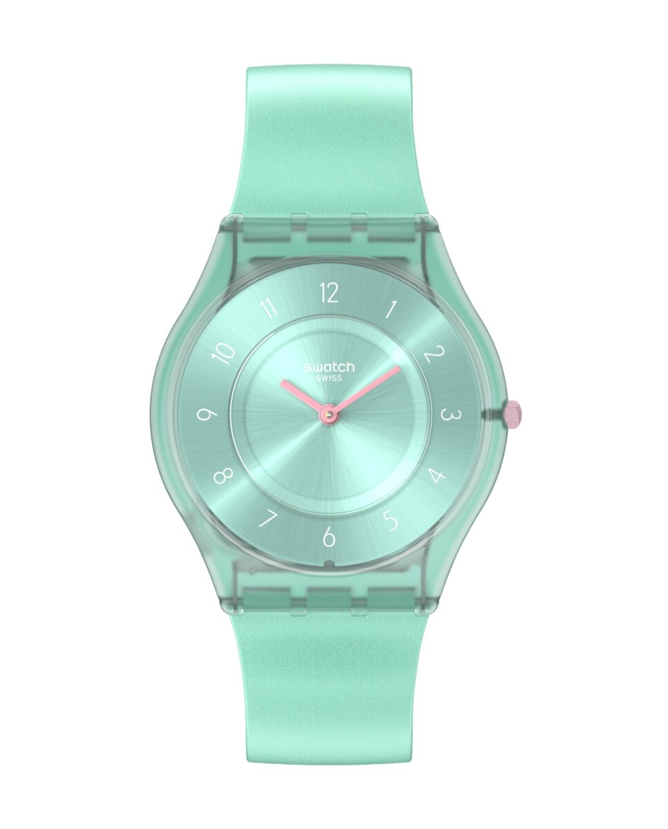 

Пастельно-бирюзовые часы с зеленым ремешком и циферблатом Swatch, зеленый