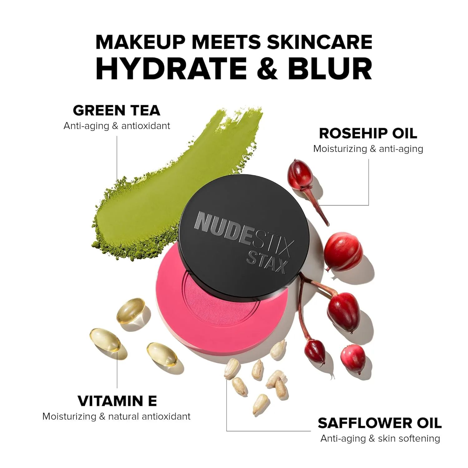 Кремовые румяна Nudestix STAX All Over Color Blush Balm - многофункциональные кремовые румяна для щек, глаз и губ с мягким матовым финишем., Magic Aura, Magenta Matte — фото 4