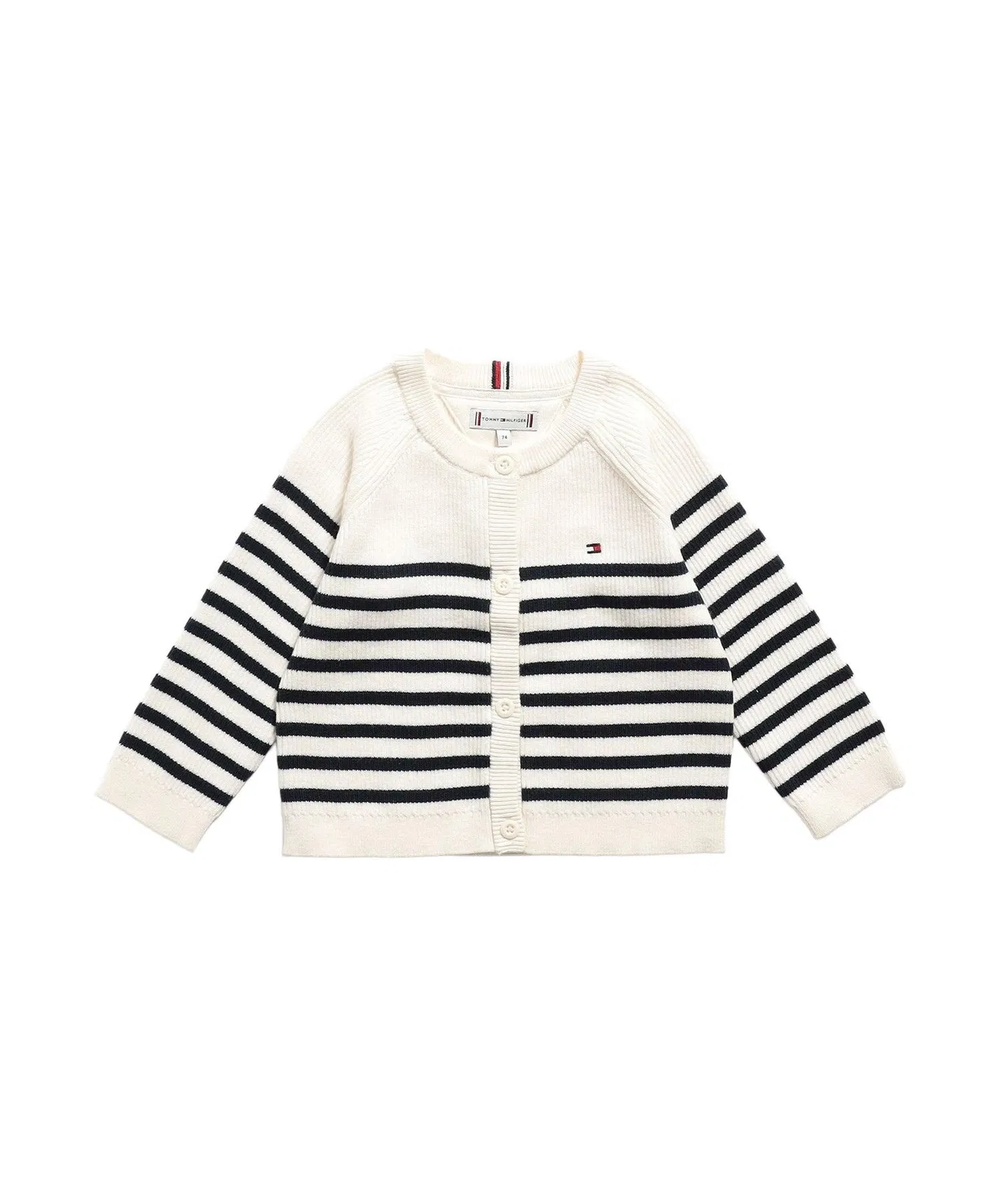Кардиган детский с панельным бордюром Tommy Hilfiger, хлопок, белый