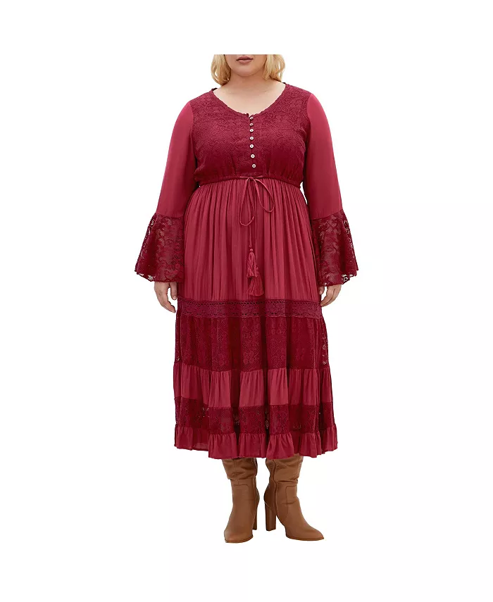 

Платье макси Tisha Lace Plus Size CITY CHIC, красный
