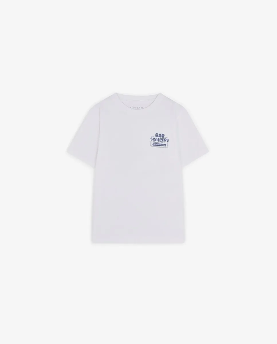 

Детская футболка с коротким рукавом, обычного кроя, с логотипом на груди и спине Scalpers, белый